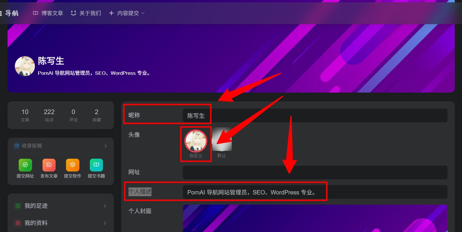 用户中心 PornAI 导航