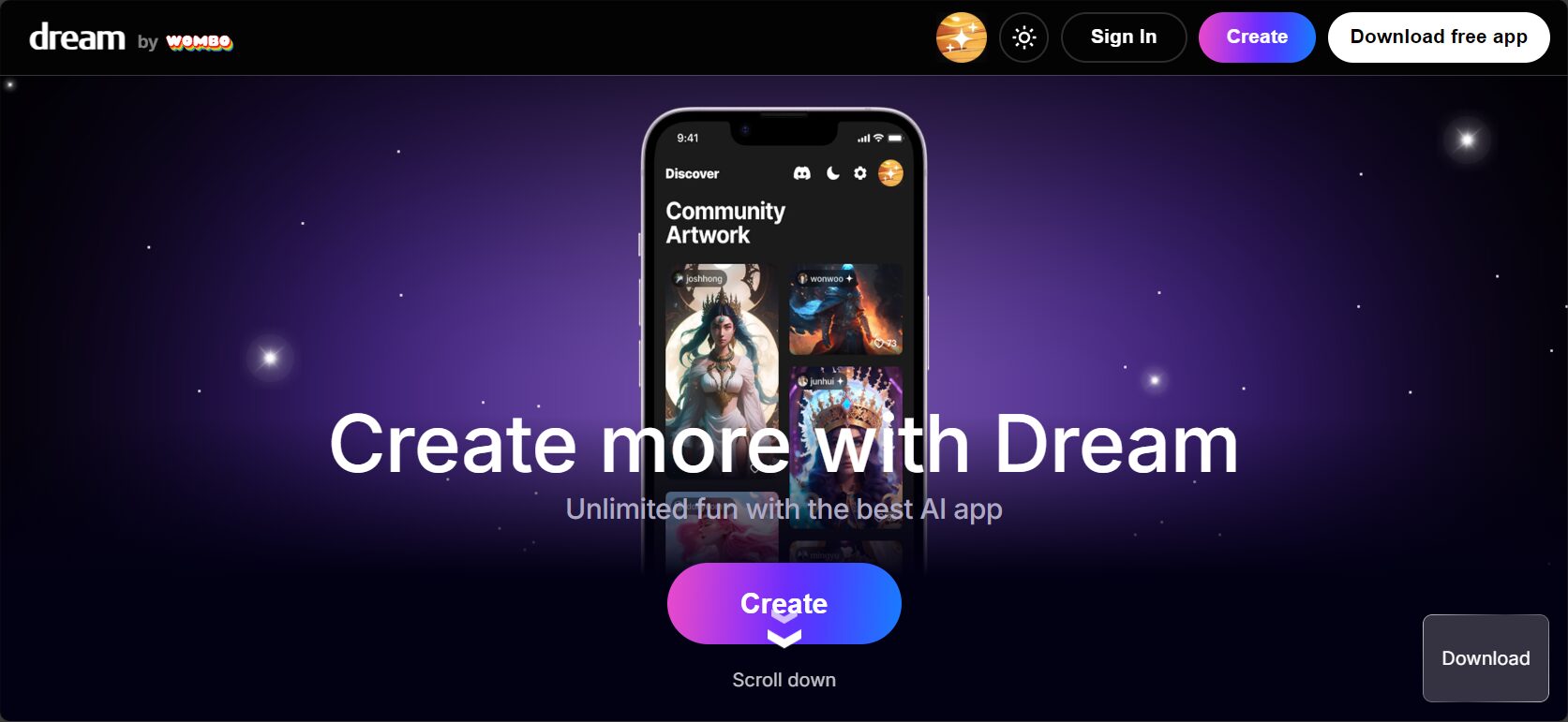 Wombo Dream 移动端AI绘图