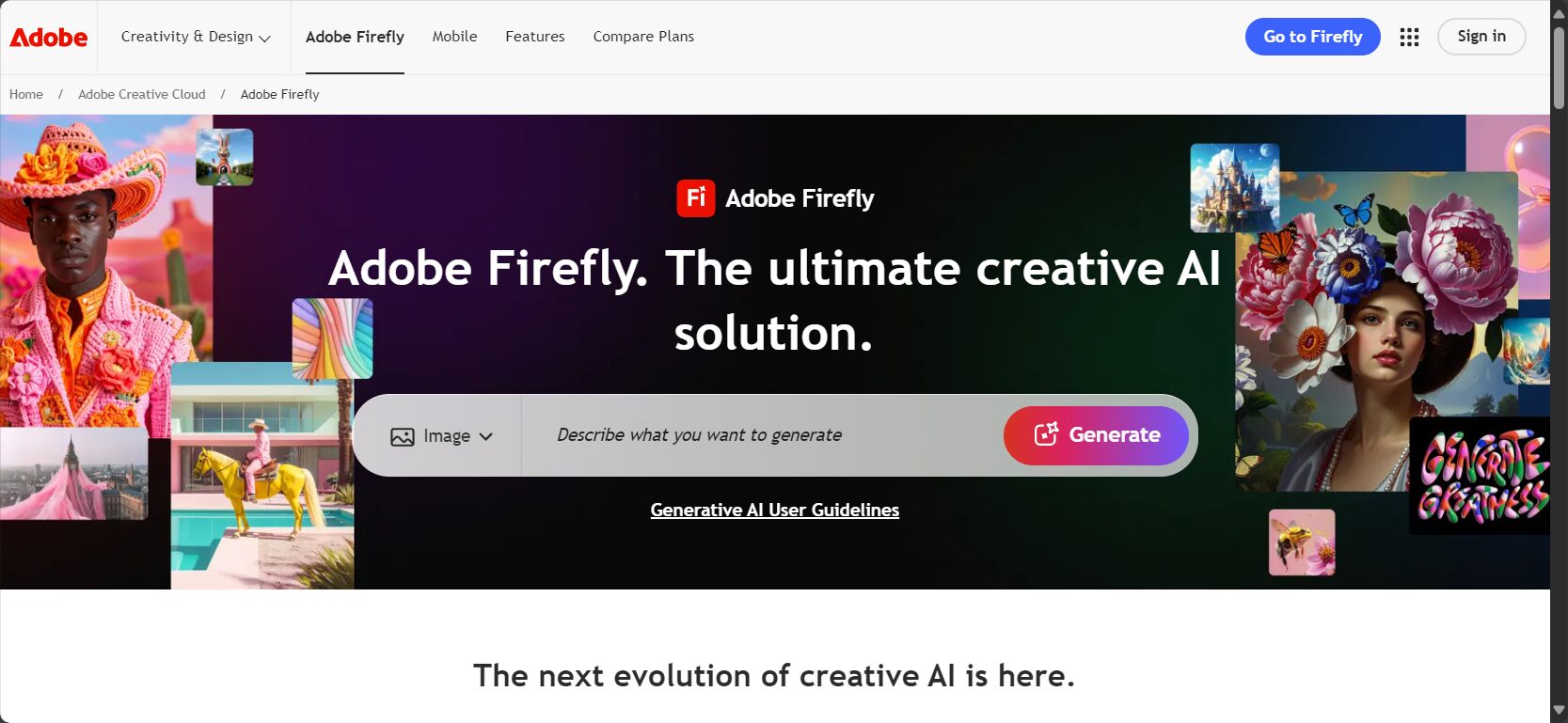 Adobe Firefly页面
