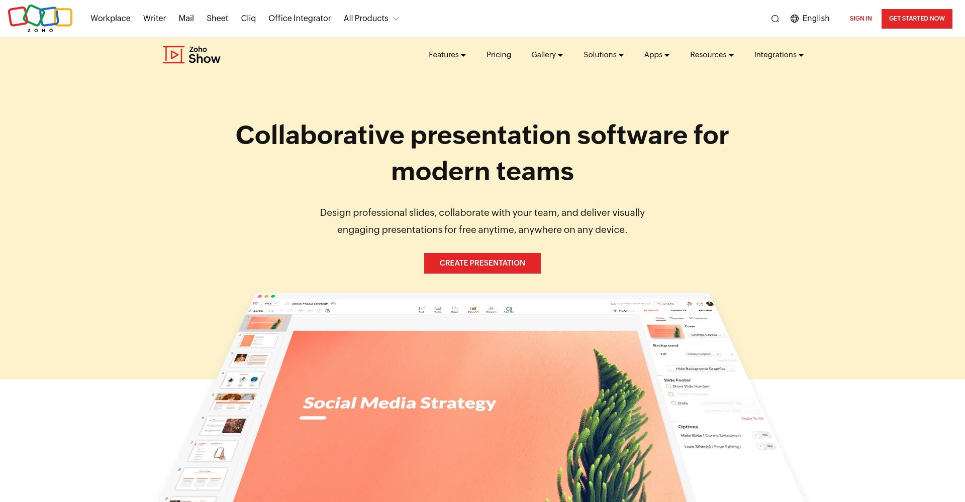 Zoho Show官网截图