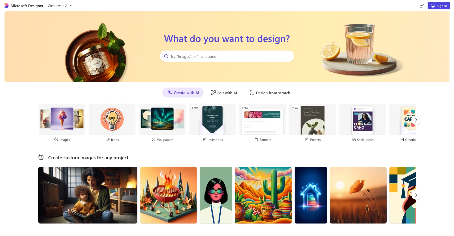 Microsoft Designer主页面