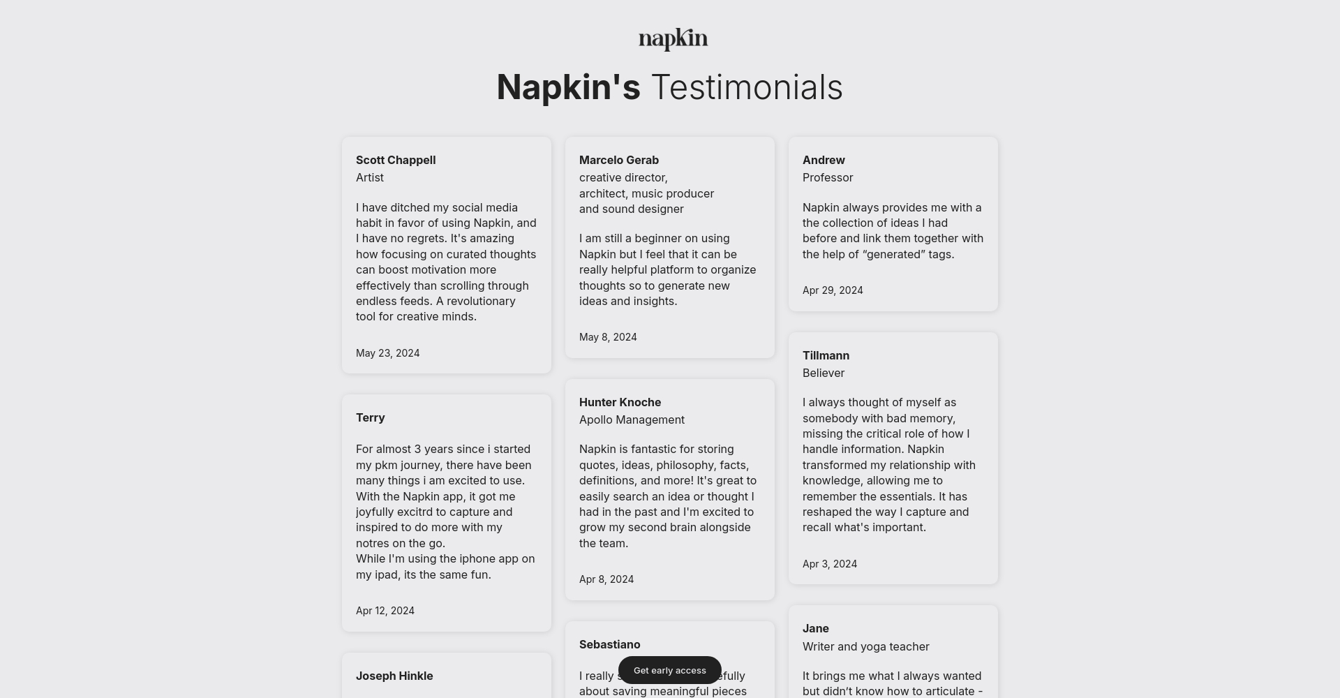napkin用户真实评价