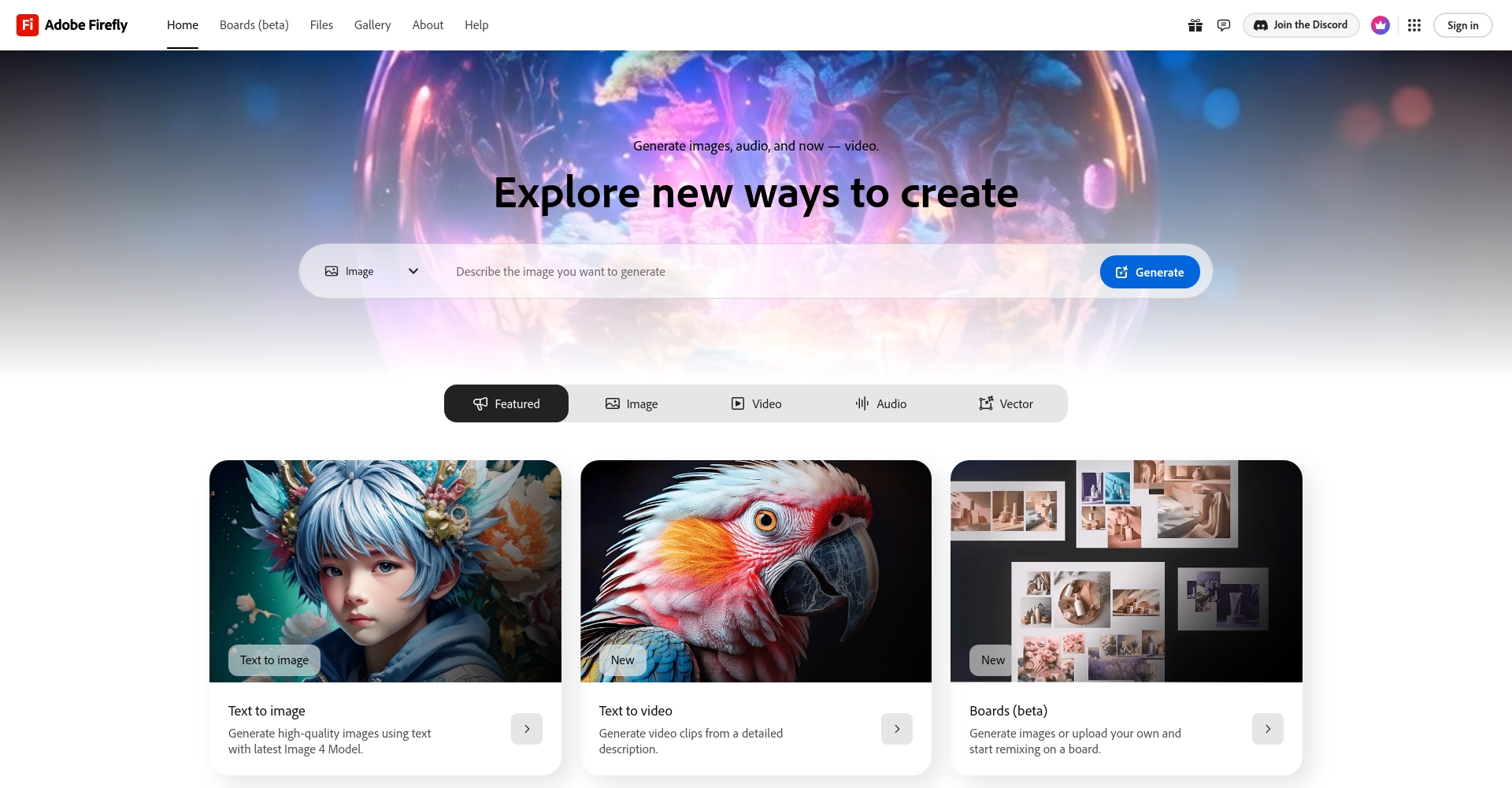 Adobe Firefly官网界面