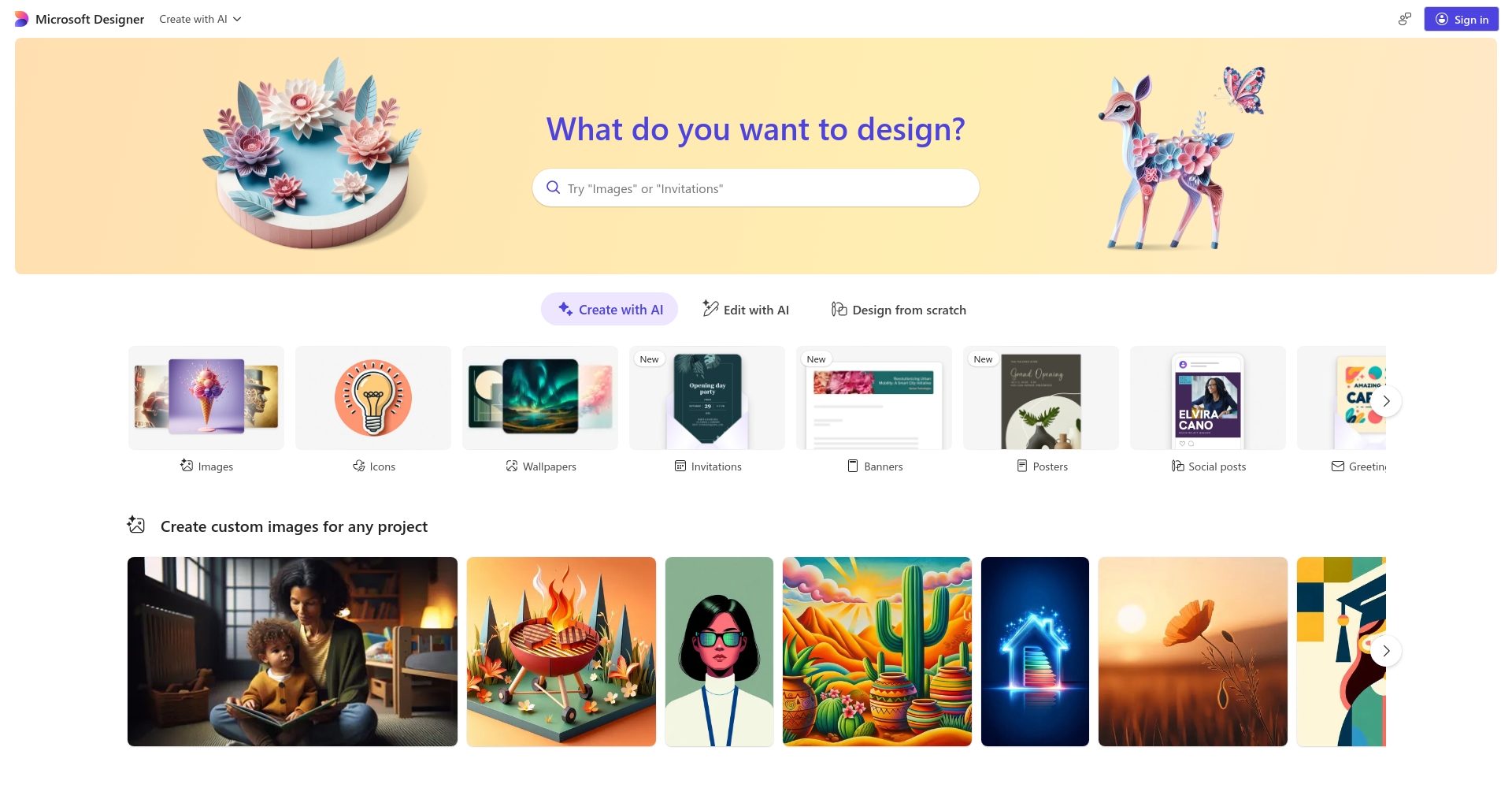 Microsoft Designer界面