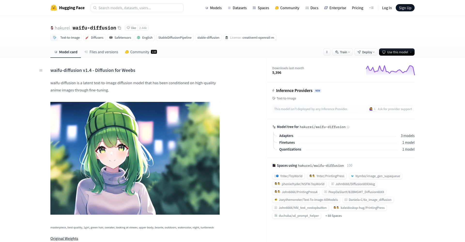 Waifu Diffusion二次元AI模型