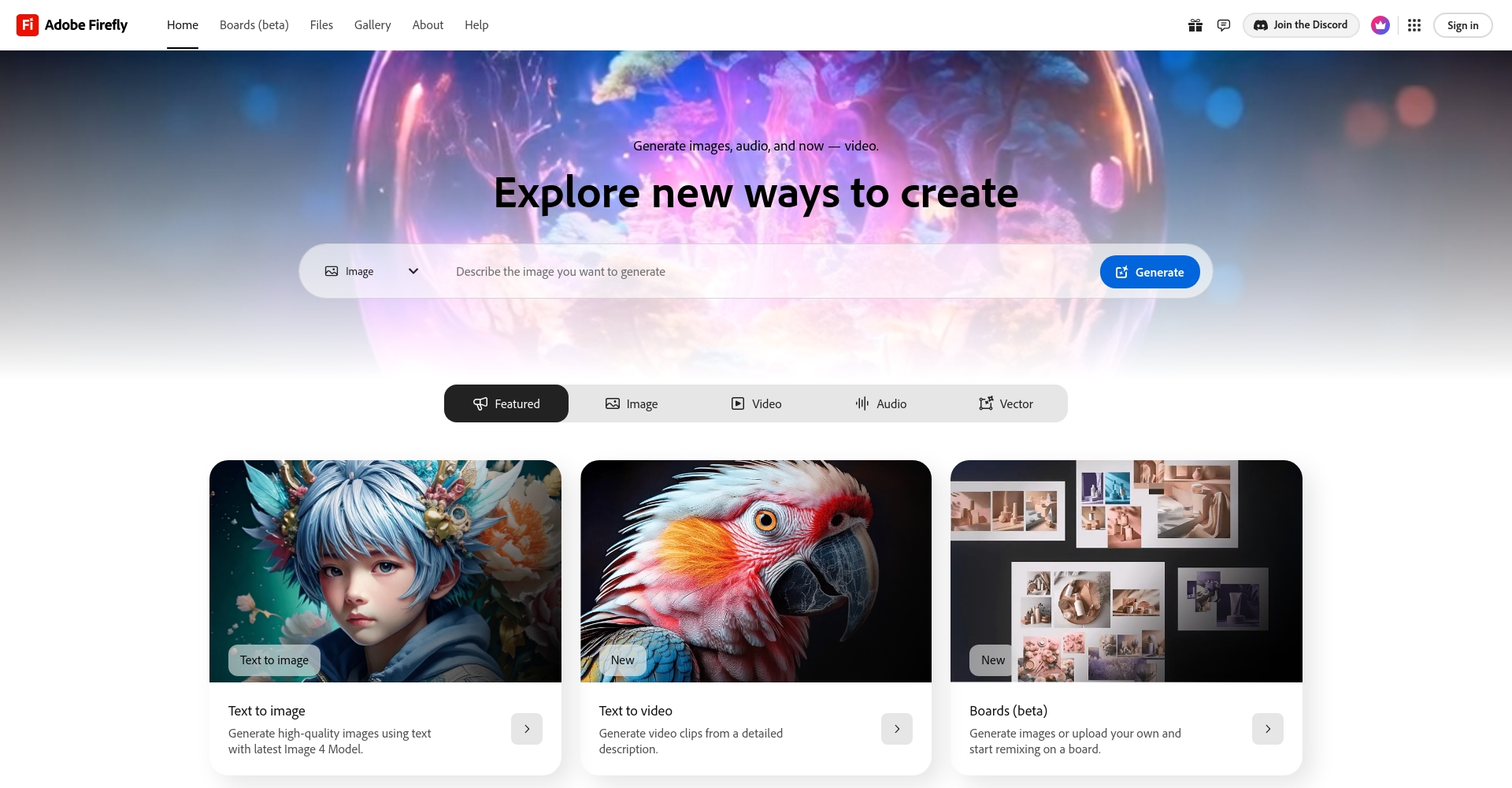 Adobe Firefly官网截图