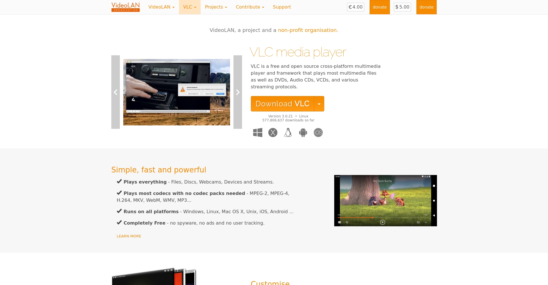 VLC media player 软件界面