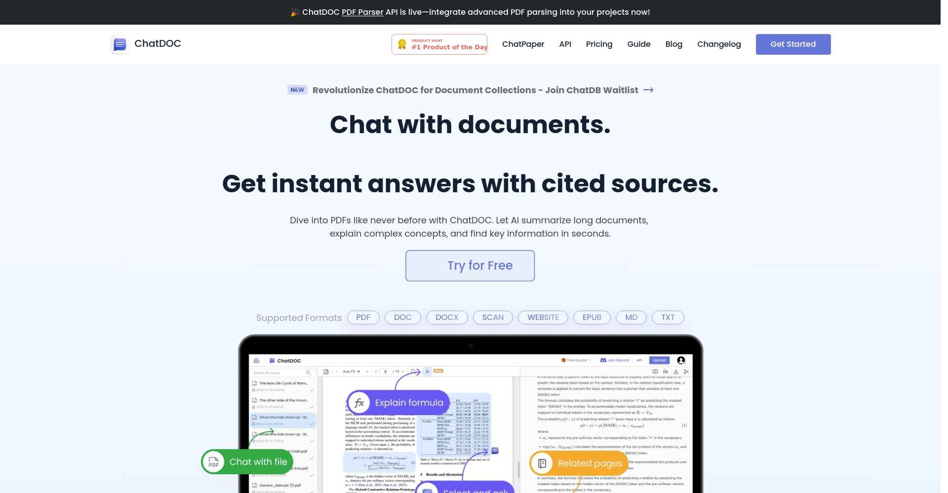 ChatDoc 官网截图