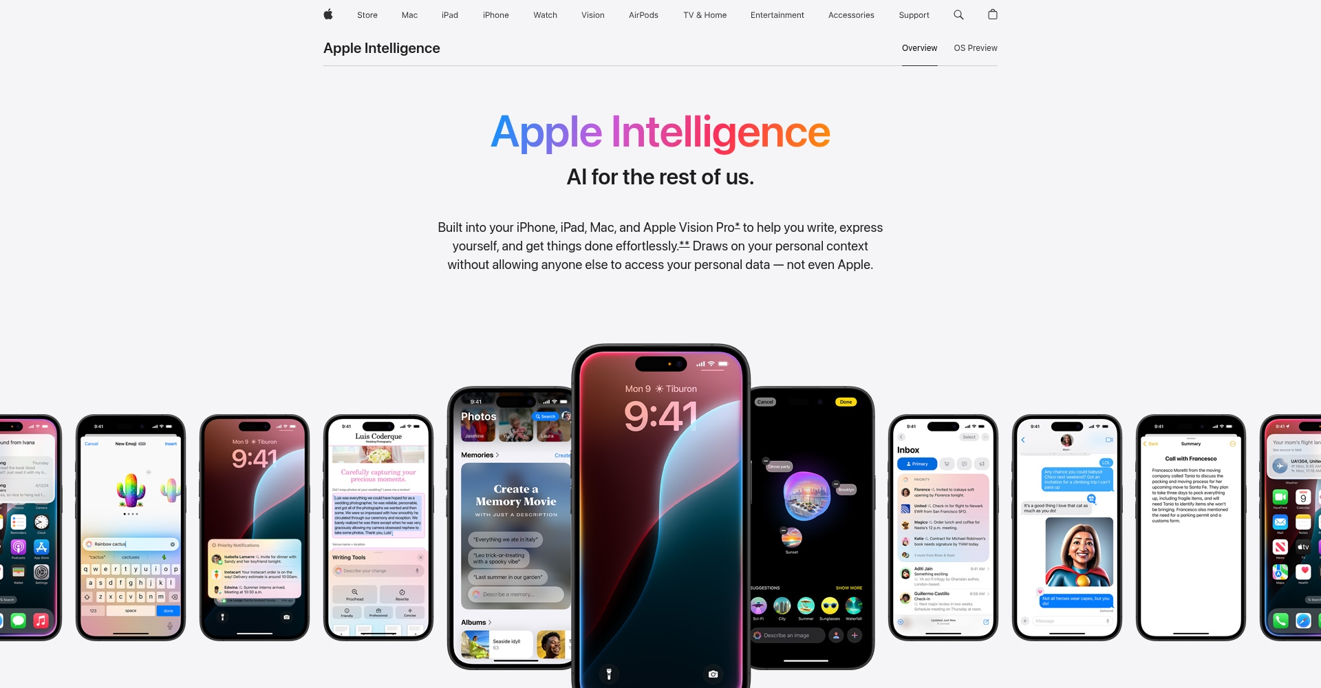 Apple Intelligence官网主页