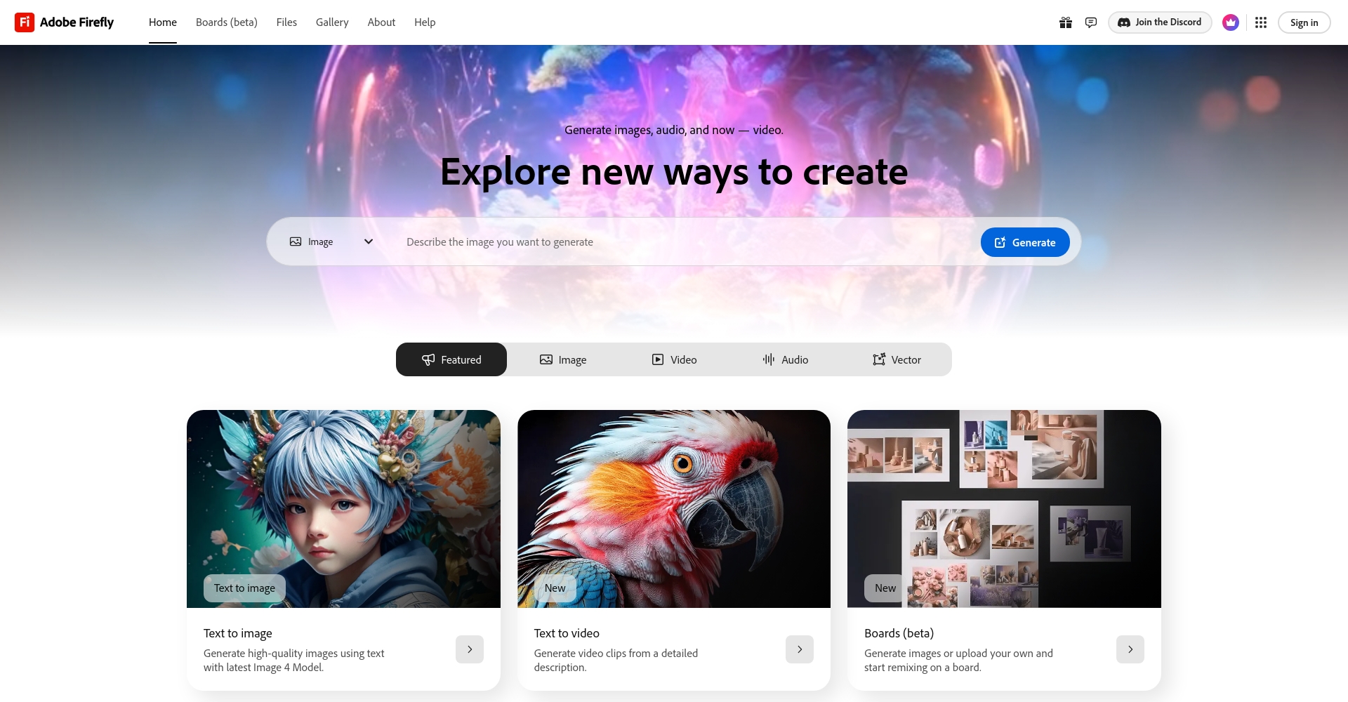 Adobe Firefly官网截图