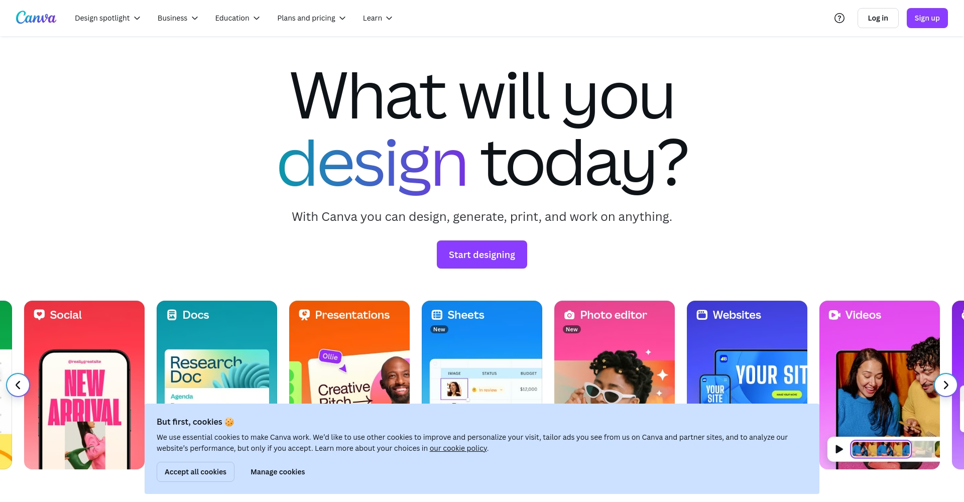 Canva AI官网界面