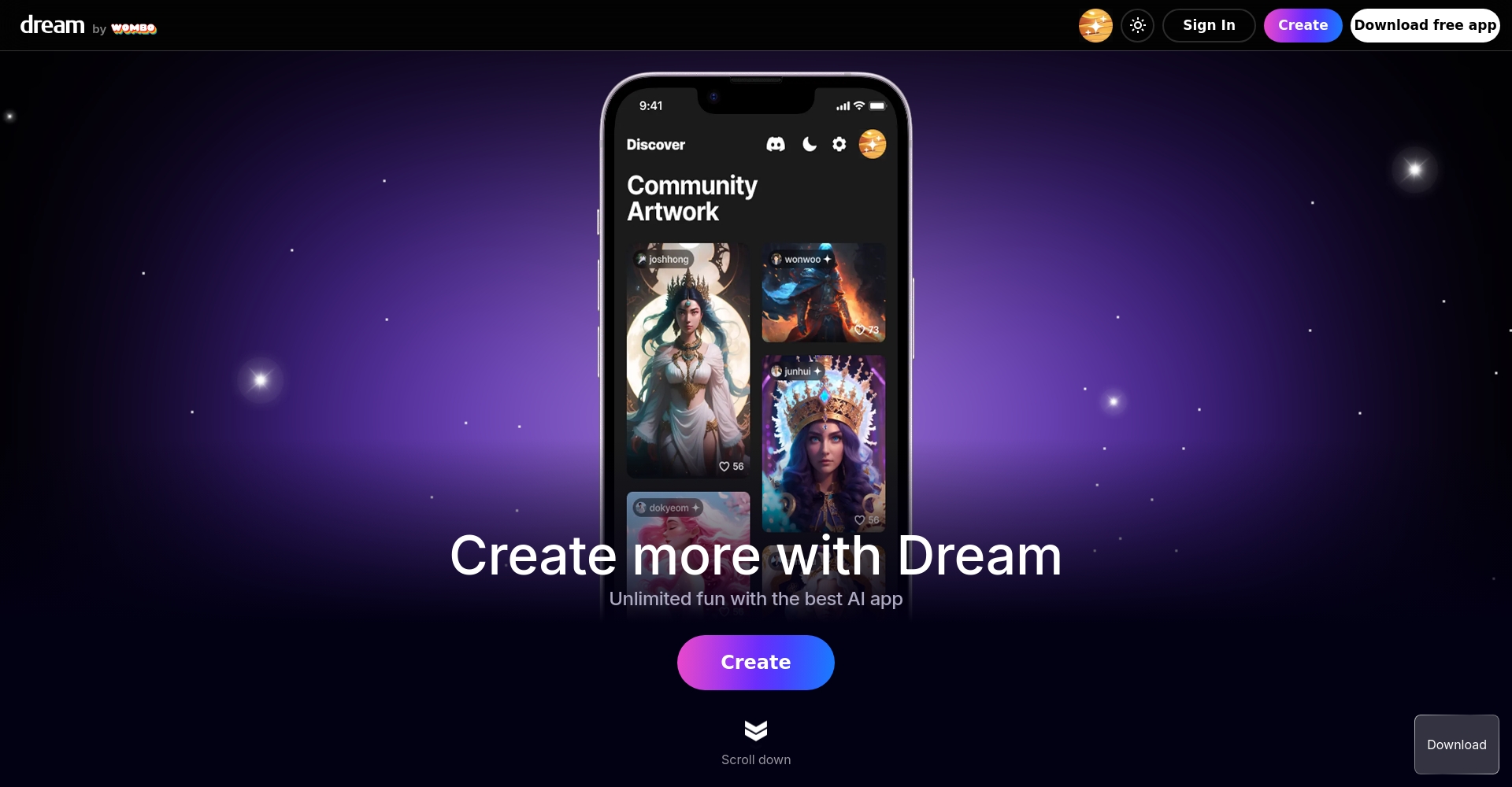 WOMBO Dream官网截图