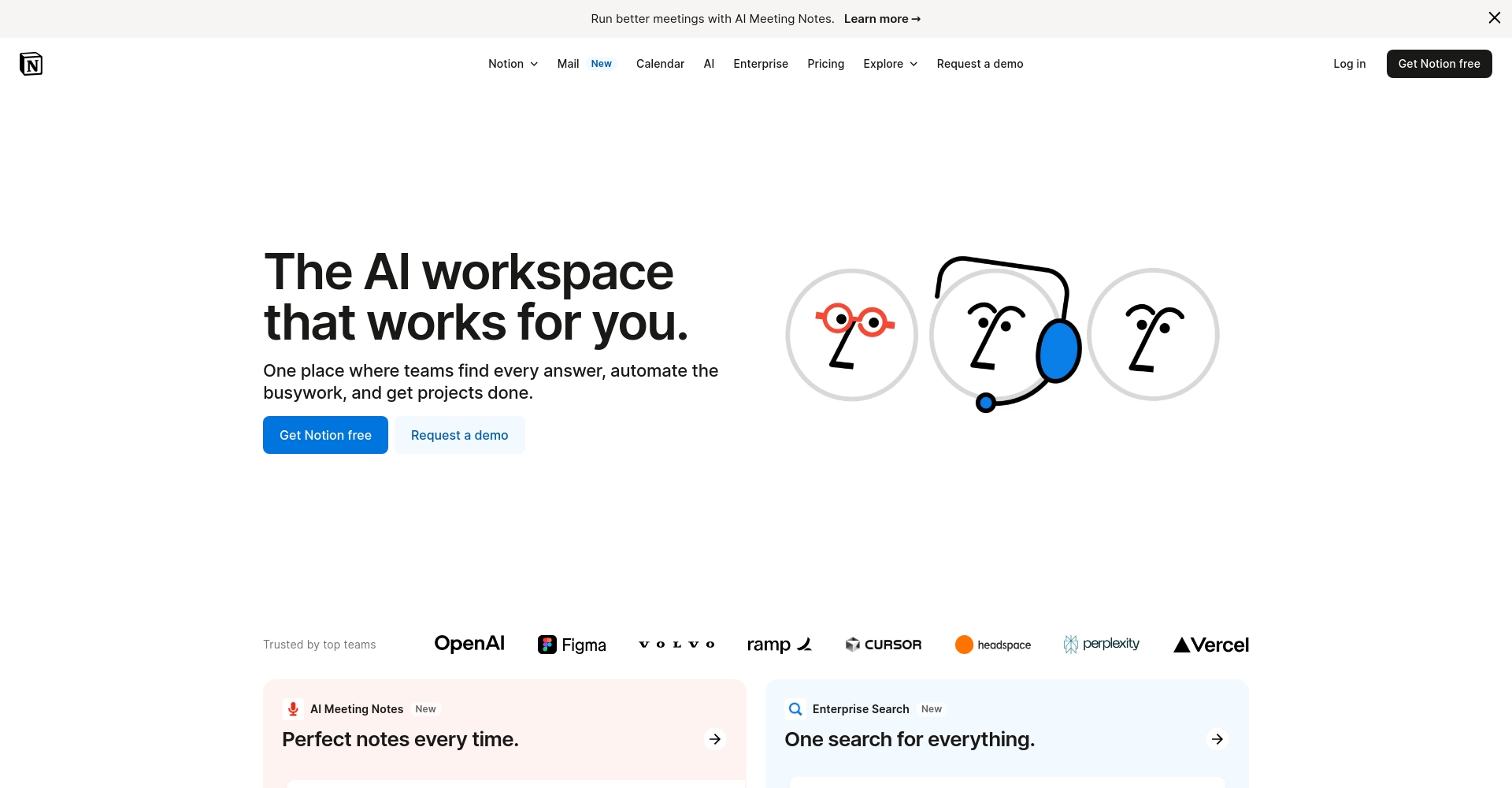 Notion AI知识管理官网截图