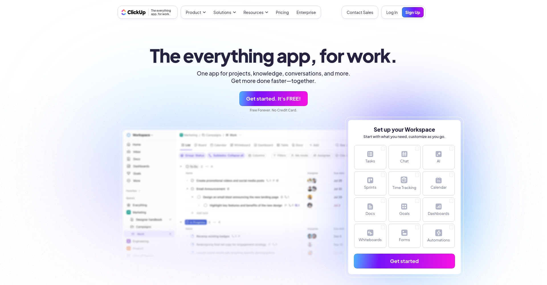 ClickUp AI任务管理工具官网截图