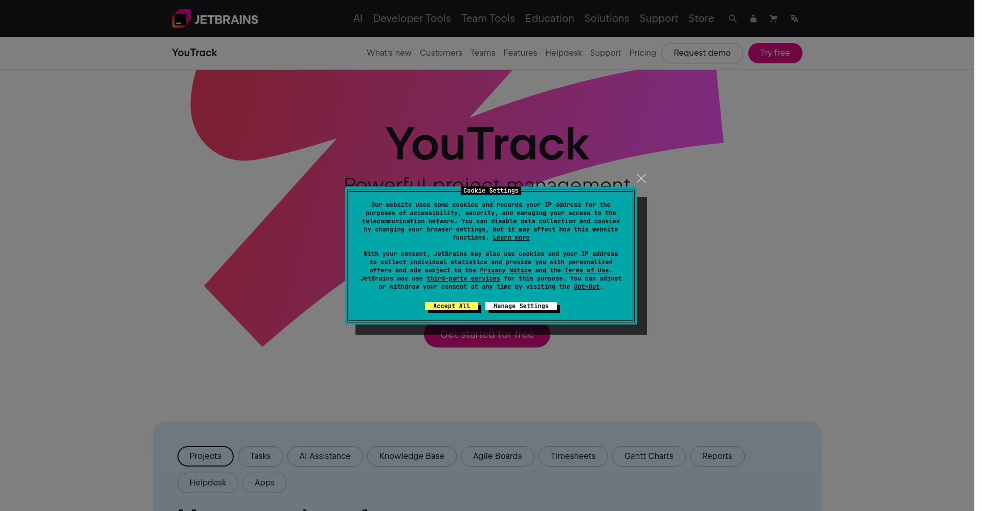 YouTrack官网截图