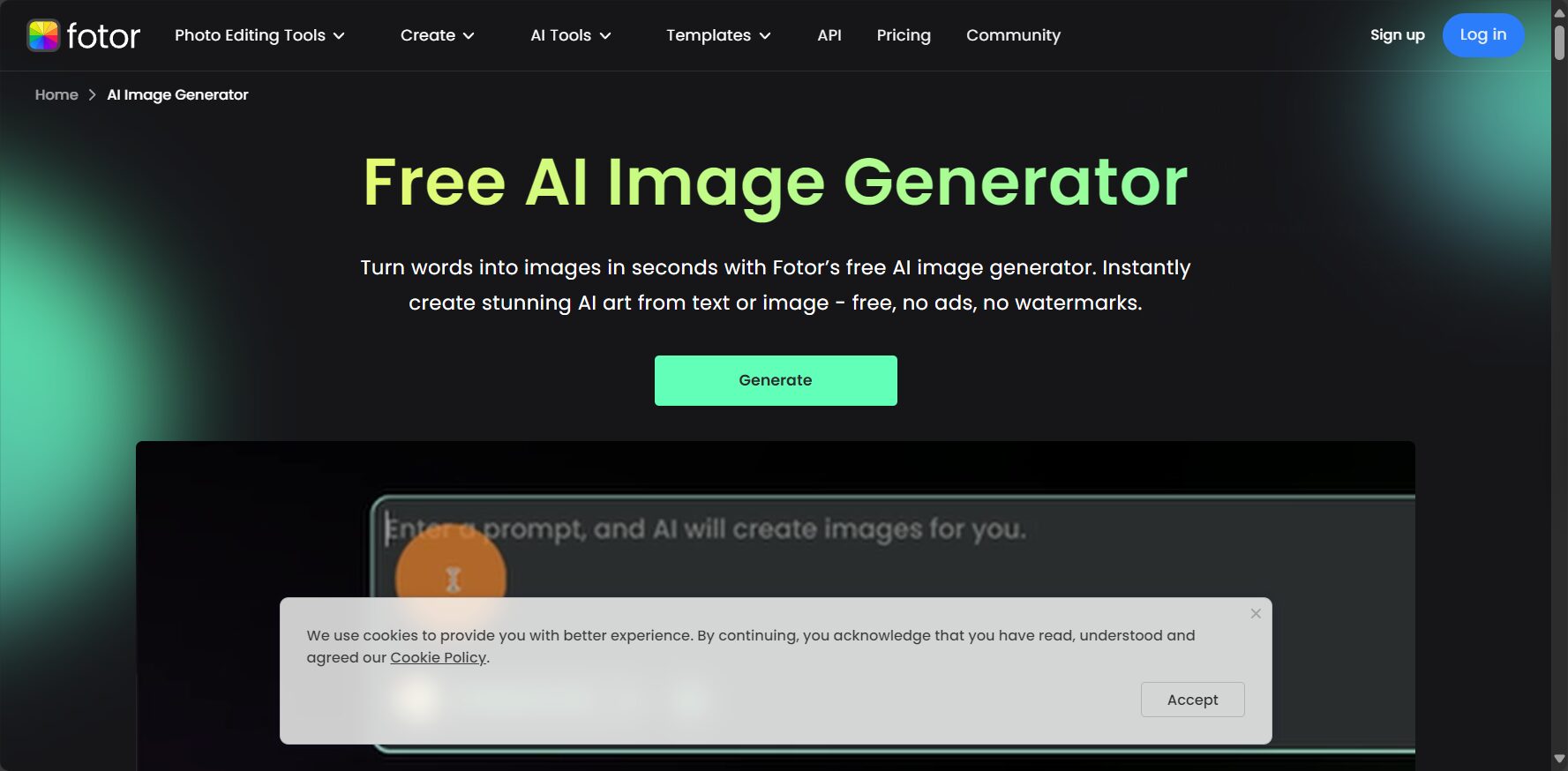 Fotor AI 图标生成页面