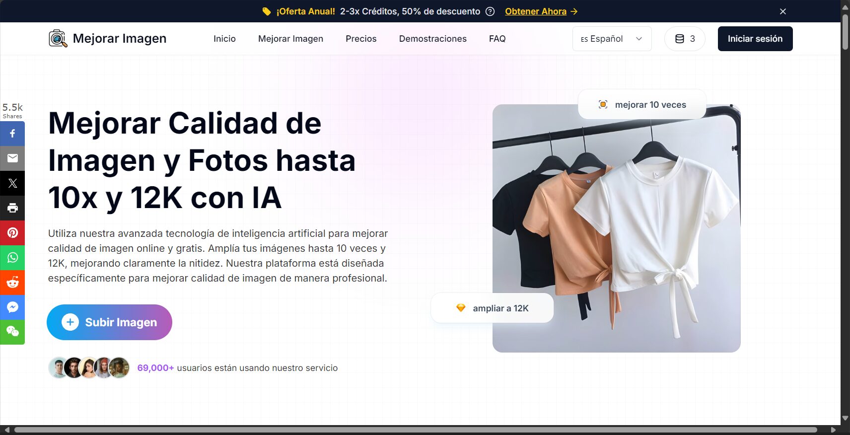 Mejorar Imagen官网首页截图