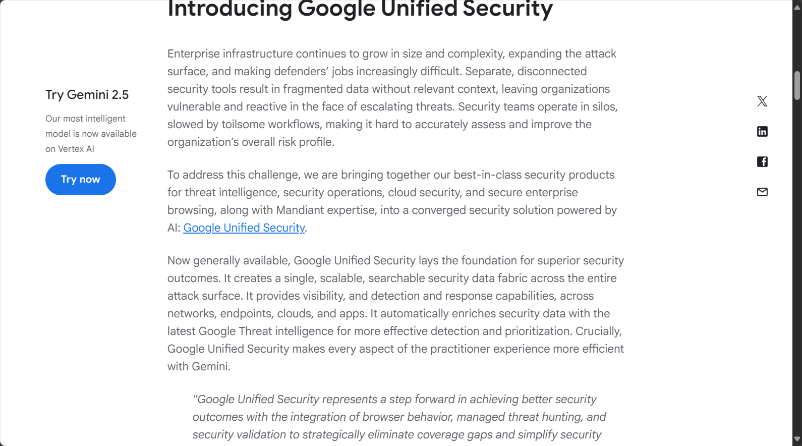 Unified Security 官方網站截圖