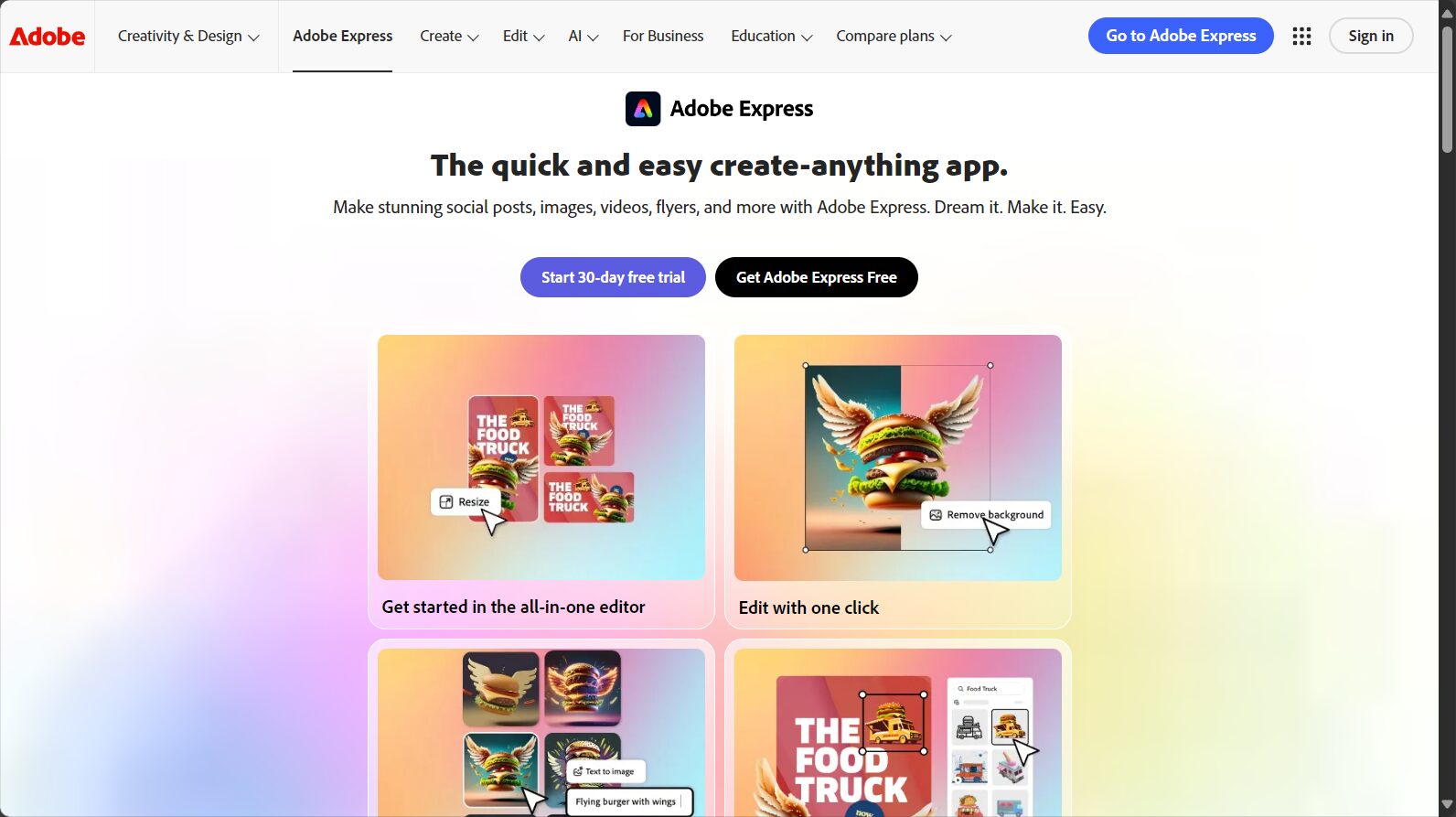 Adobe Express首页截图