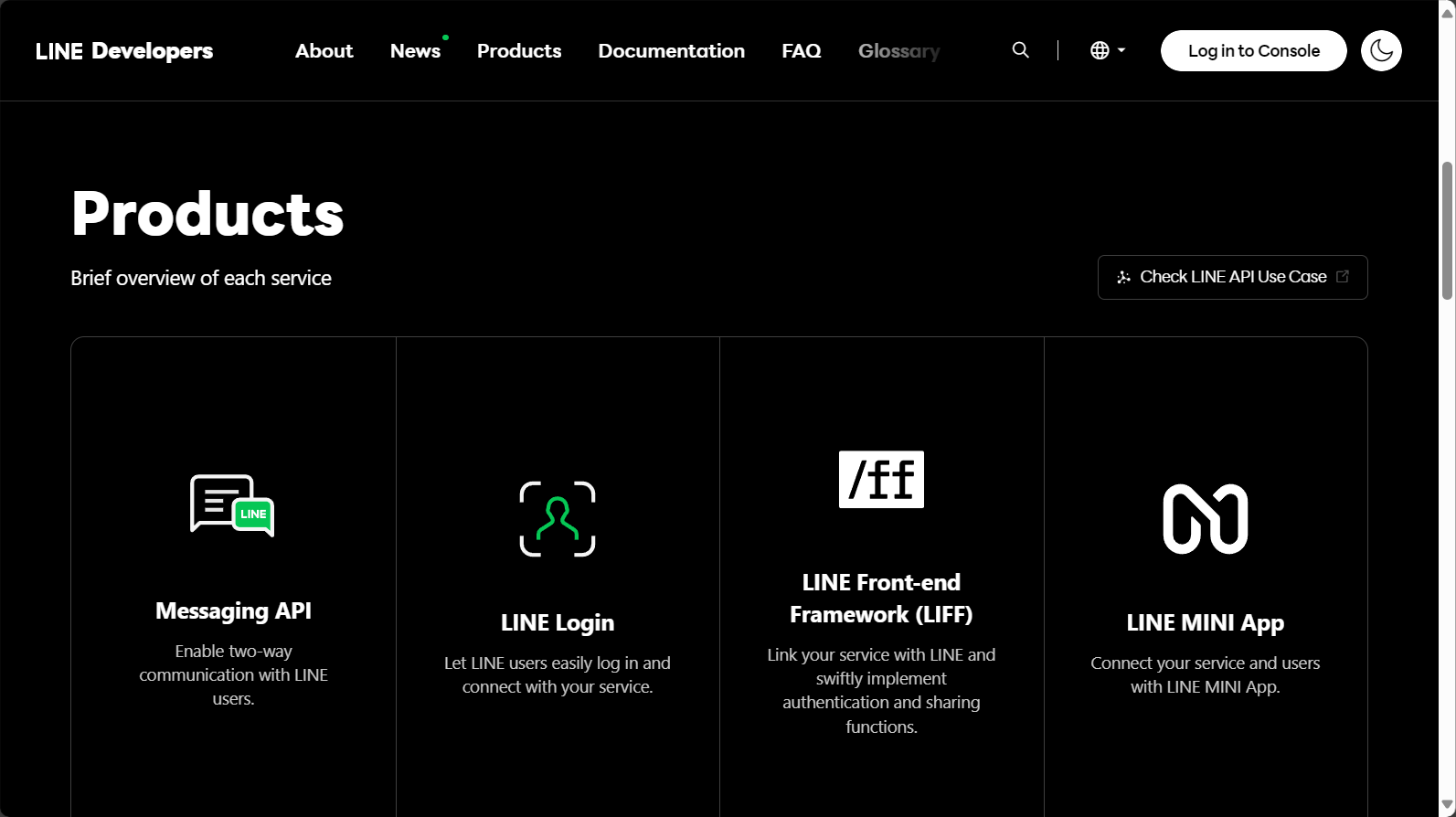 LINE Messaging API官方頁面