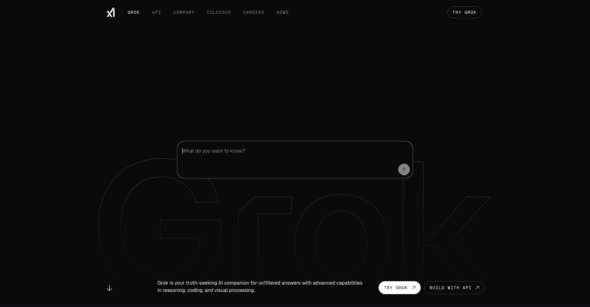 Grok 官方网站首页界面