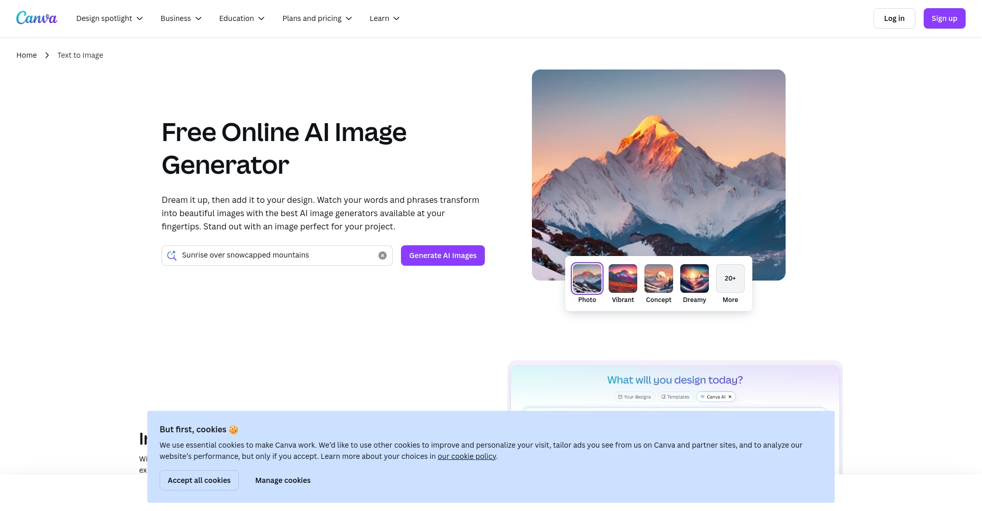 Canva AI生成图片界面