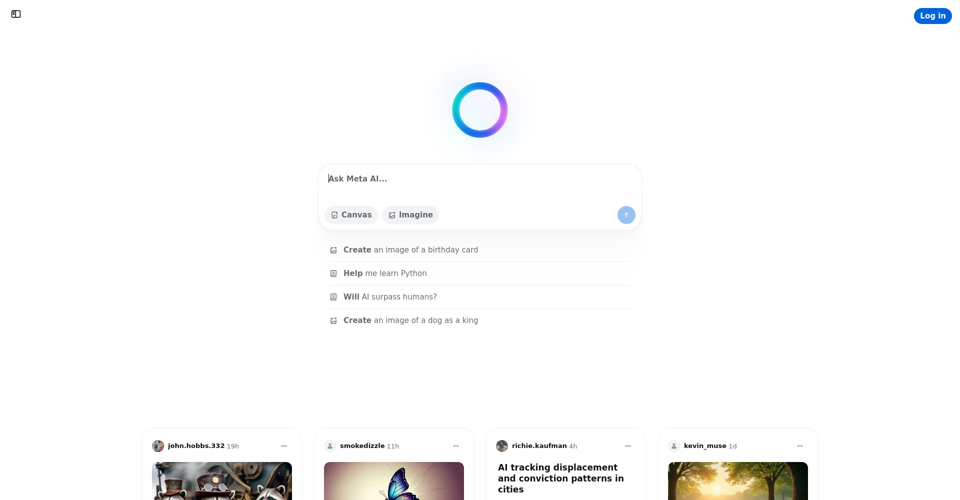 Meta AI 官网页面