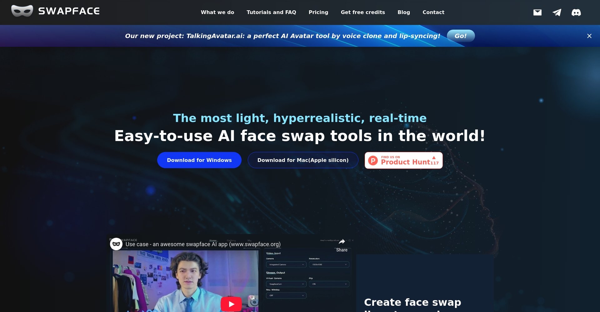Swapface网站首页截图