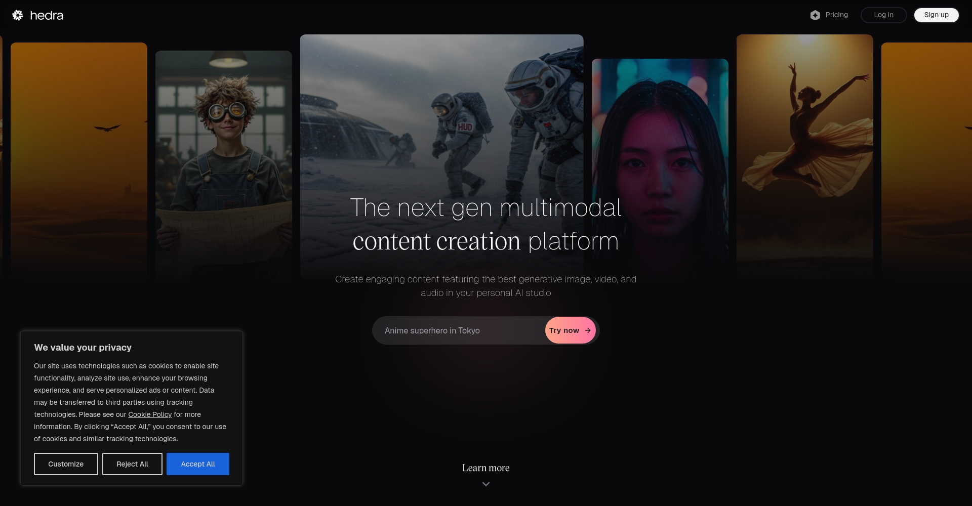 Hedra AI 官网截图