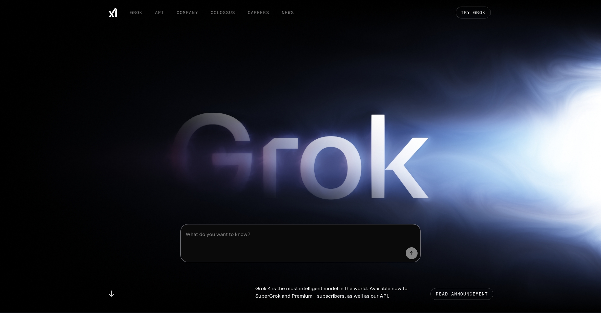 Grok AI 官方網站截圖