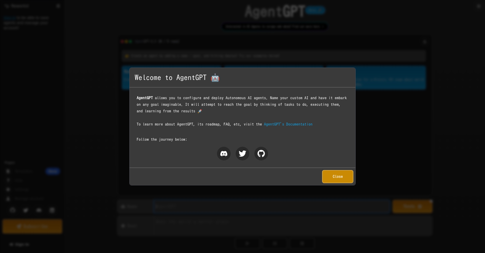 AgentGPT 官网截图