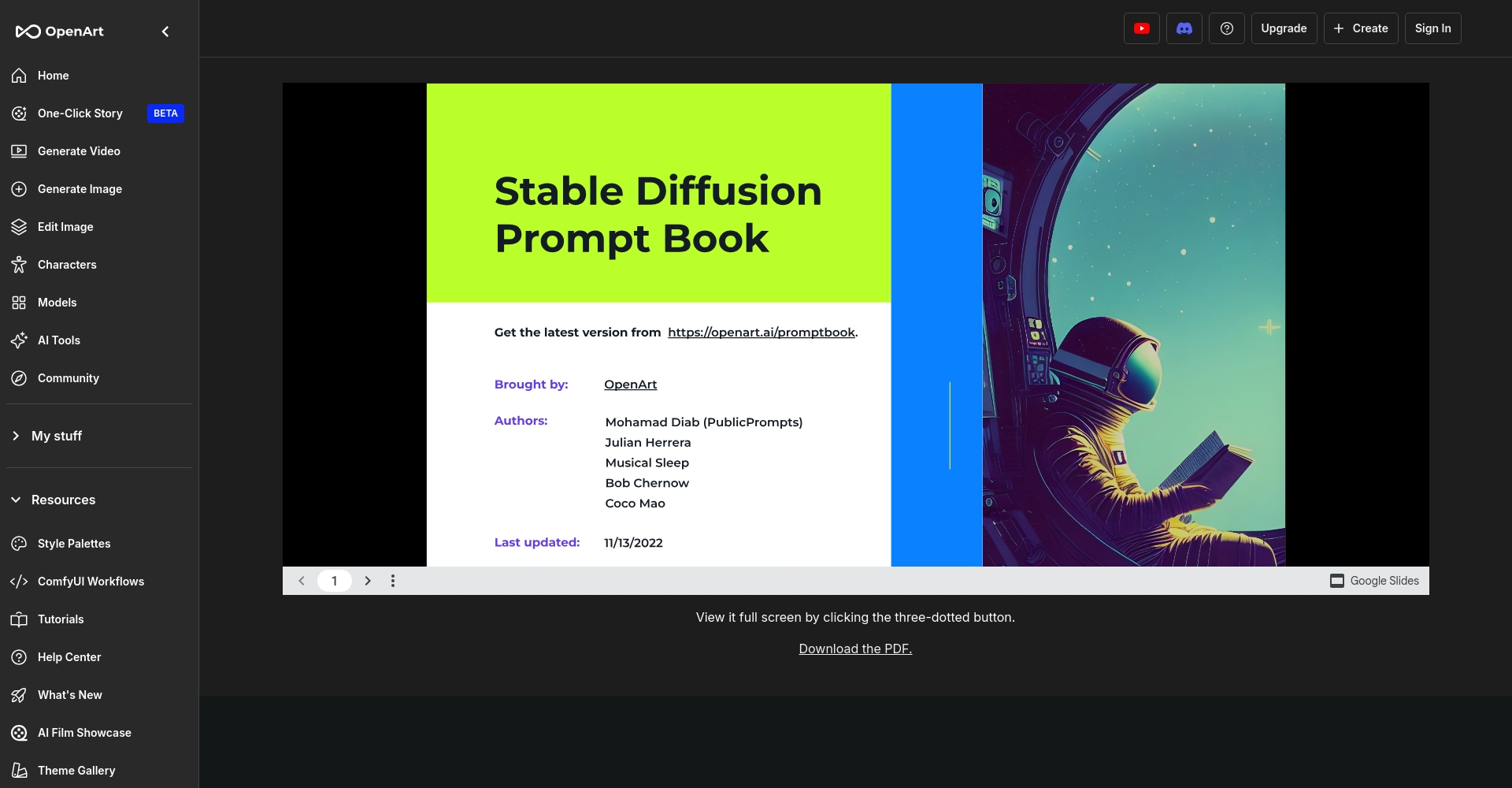 Stable Diffusion Prompt Book 官方页面截屏