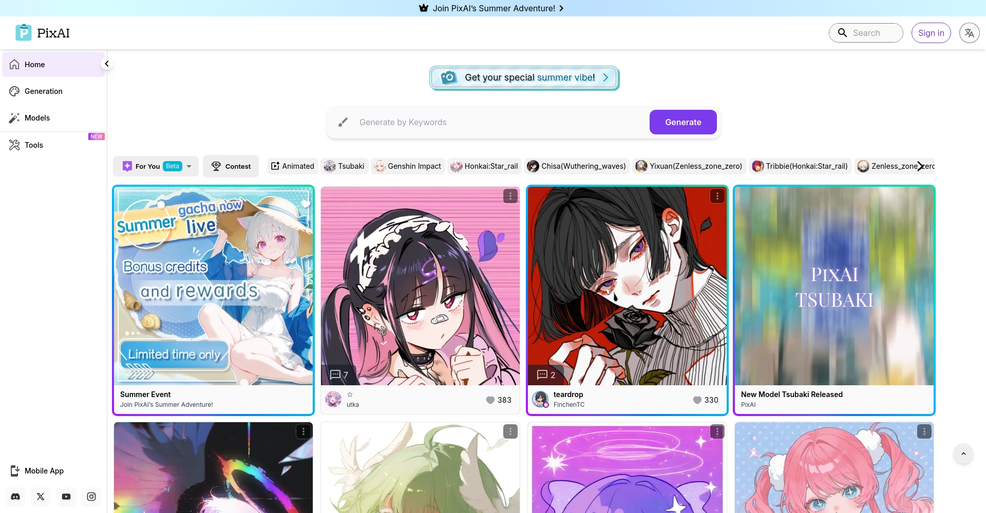 PixAI.art動漫風AI作品