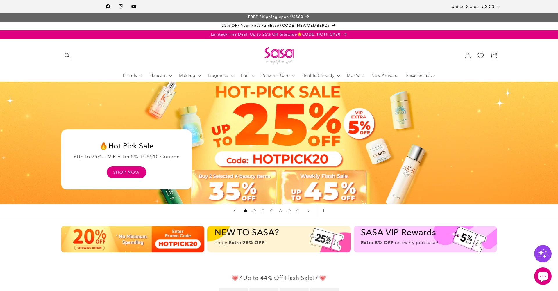 Sasa门店及网站截屏