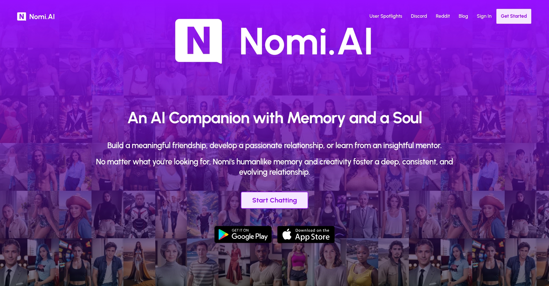 Nomi AI官网截图