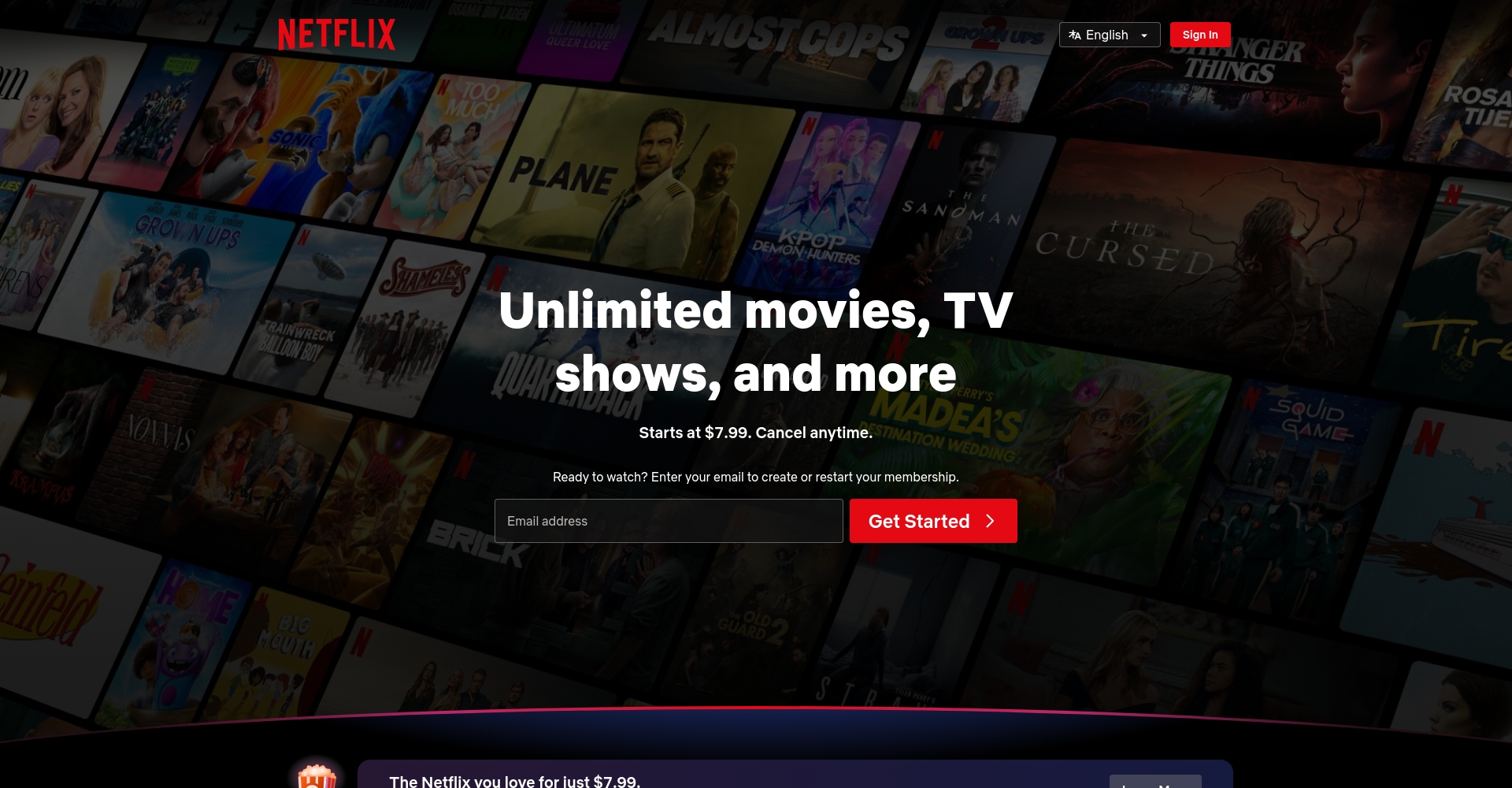 Netflix推荐系统截图