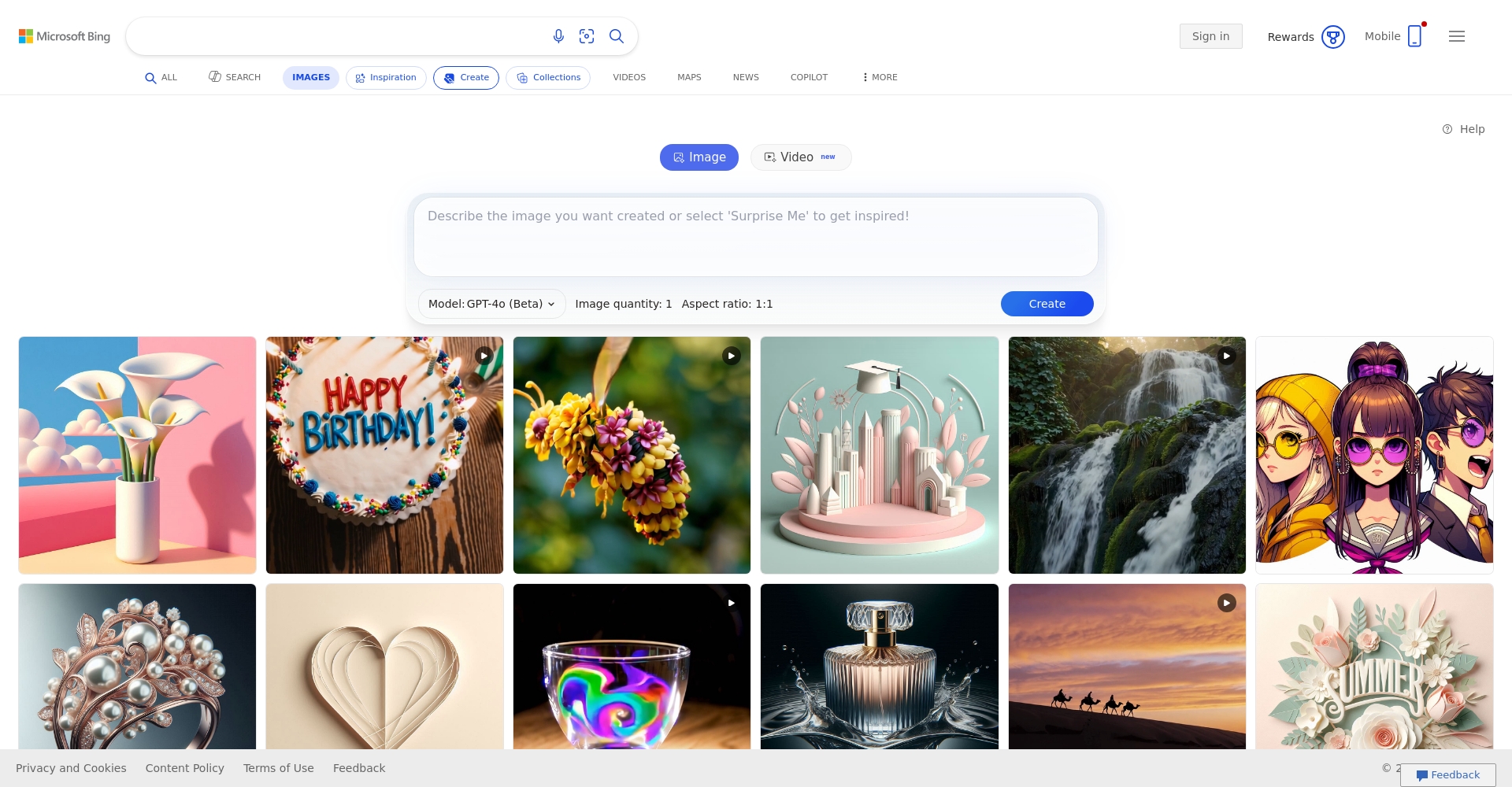 Bing Image Creator页面截图