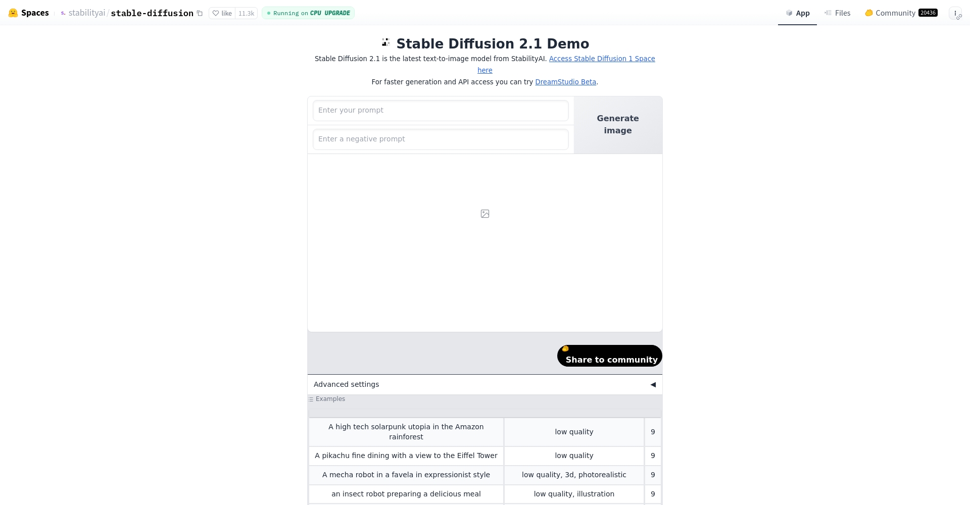 Stable Diffusion网页版演示截图