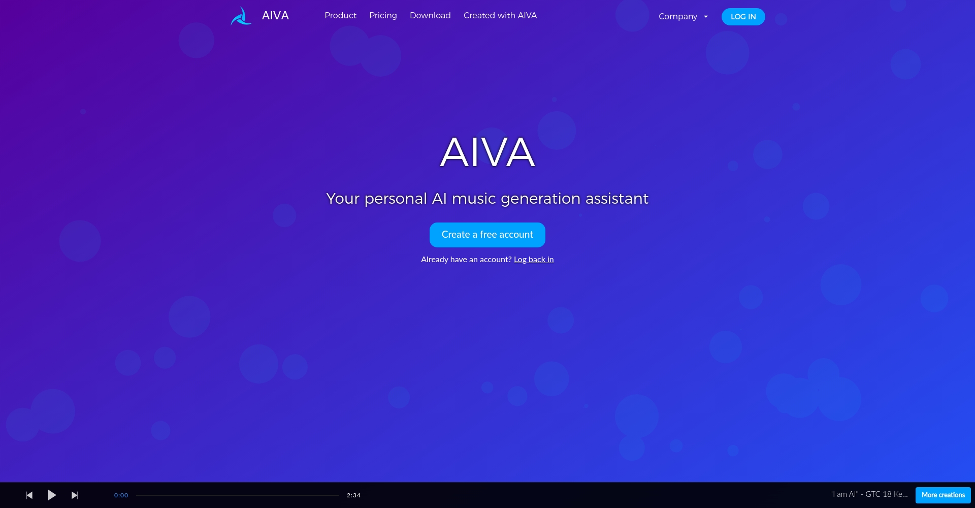 AIVA官网界面