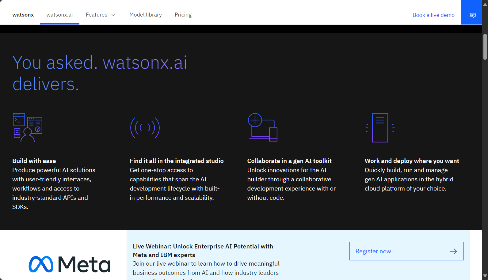 Watsonx.ai详细功能页面