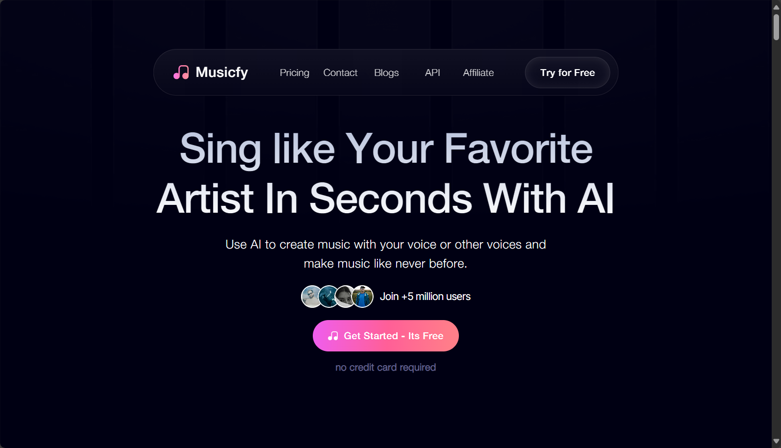 Musicfy.ai官网截图