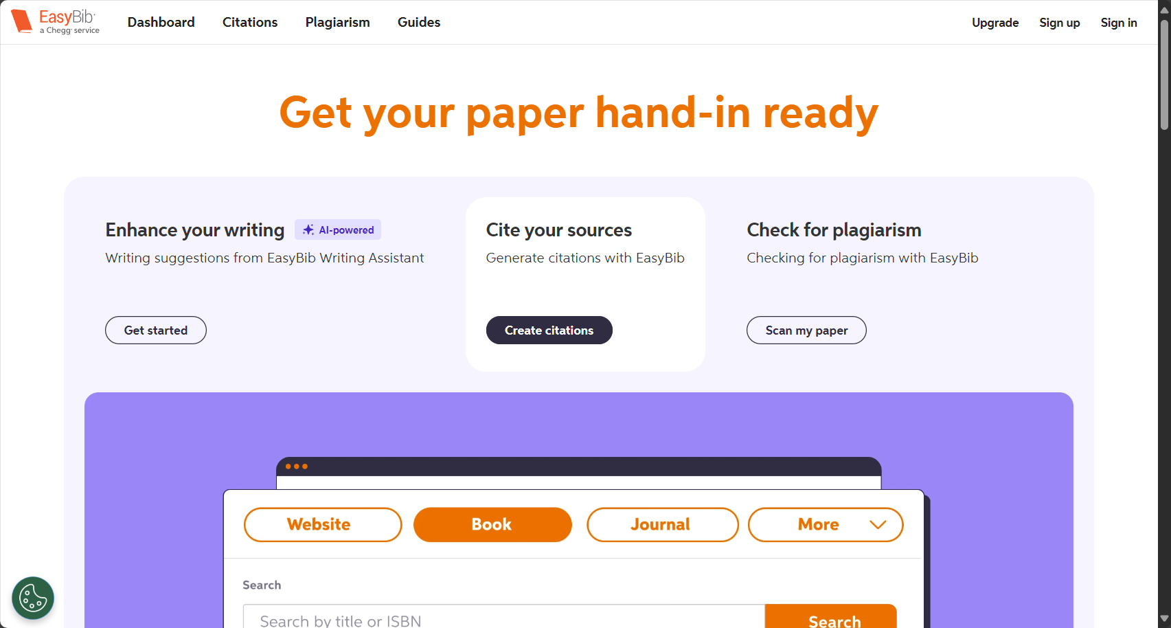 EasyBib Topic Generator界面抓图