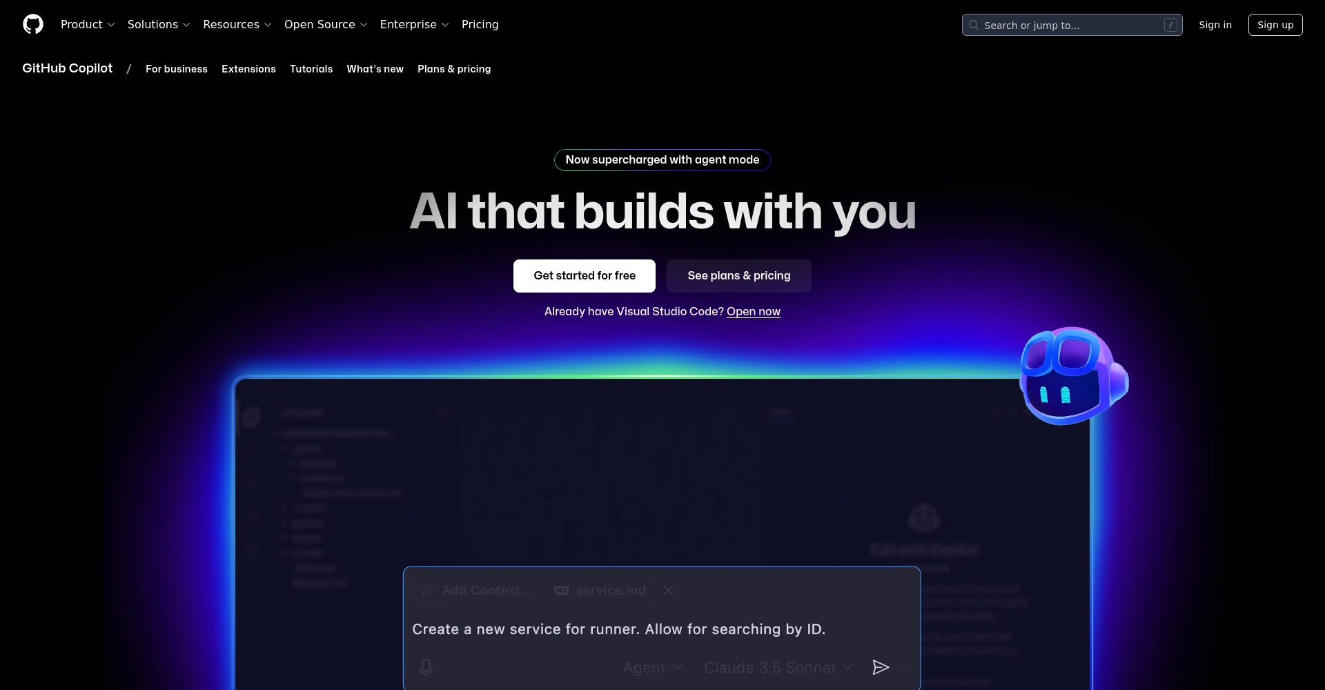 GitHub Copilot官网截图