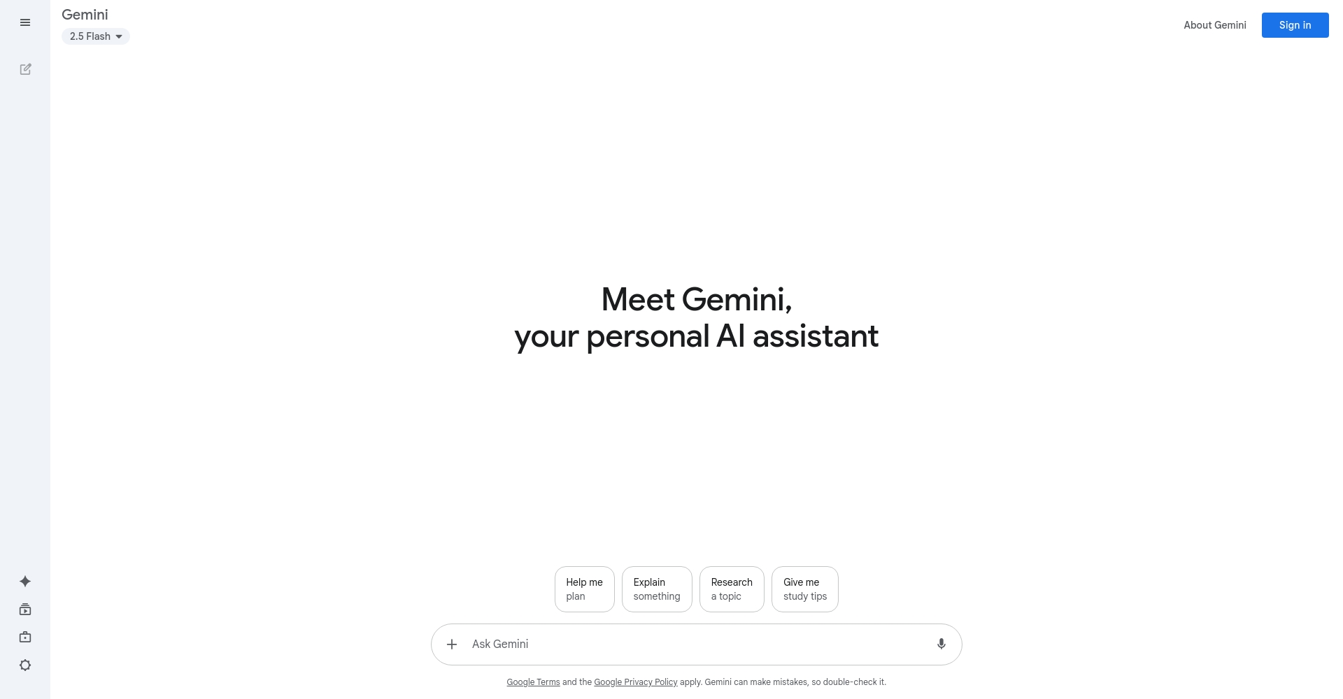 Gemini网页版首页截图