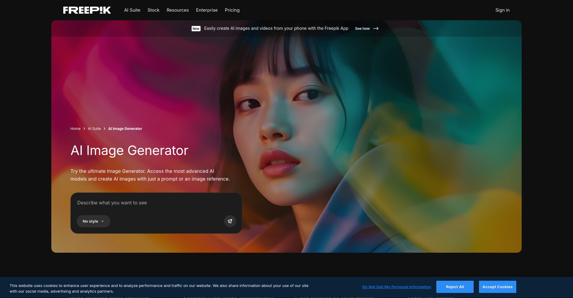 Freepik AI图片生成器界面