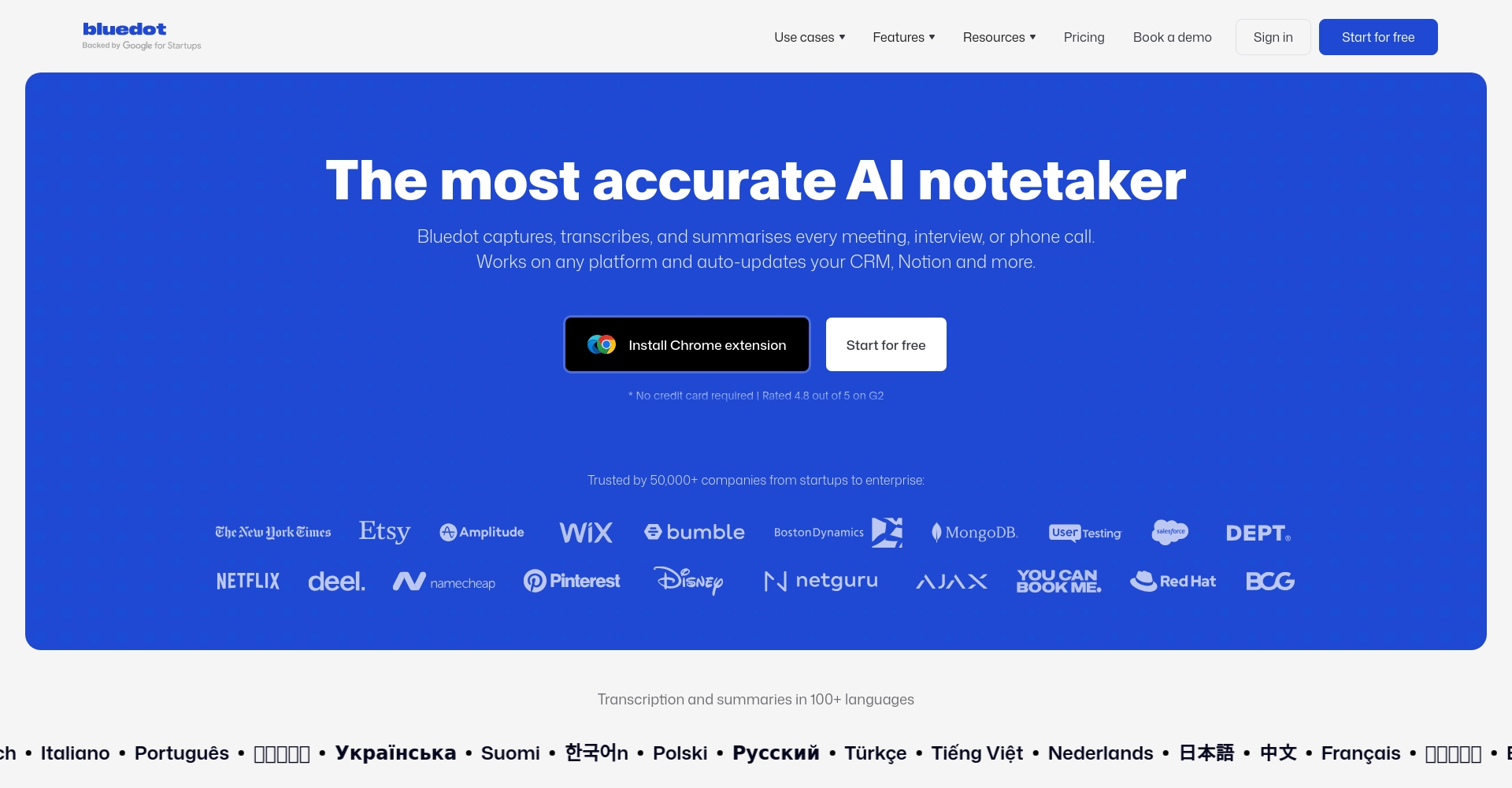 Bluedot官网页面截图