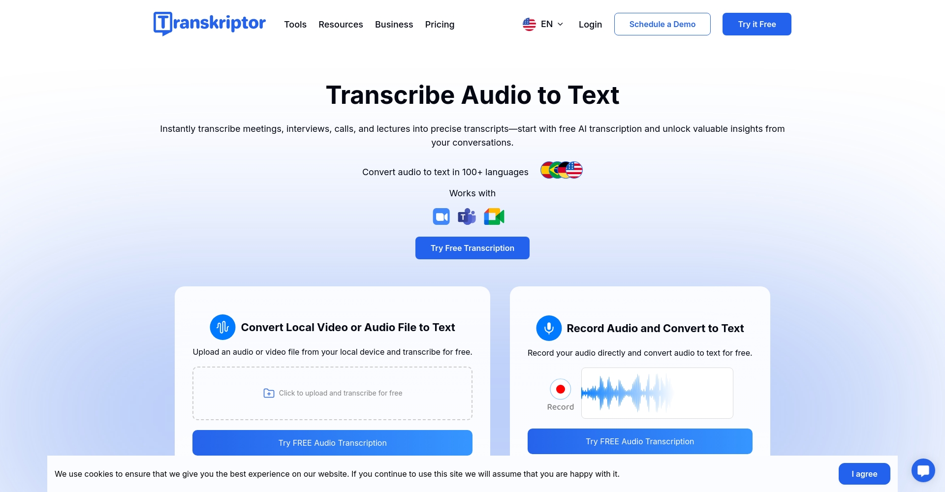 Transkriptor官网界面截图