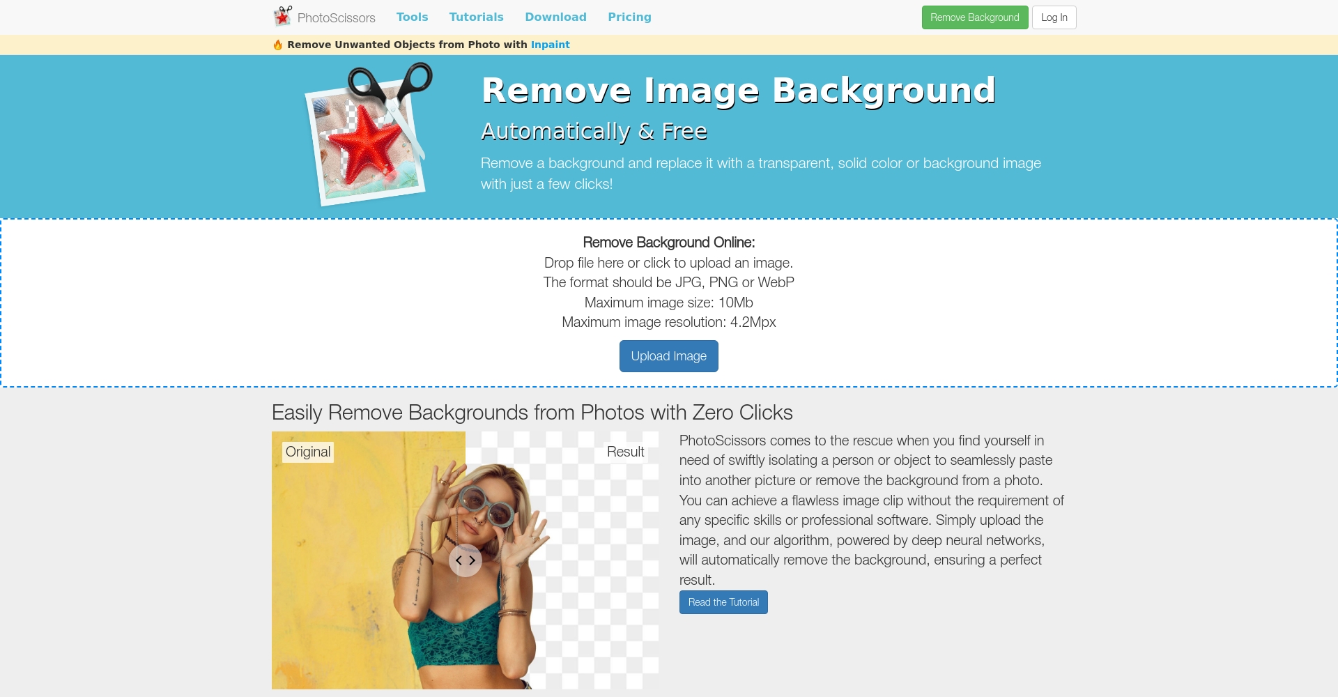 PhotoScissors官网首页截图