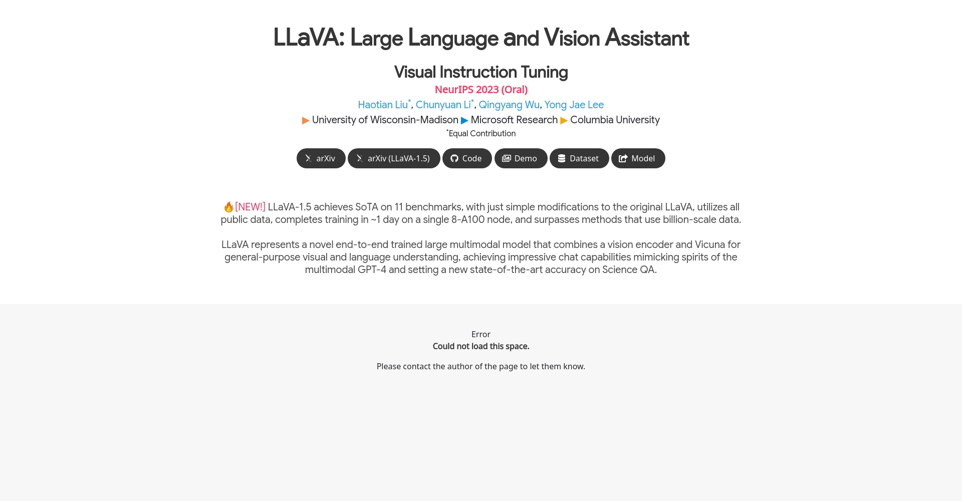 LLaVA项目页面