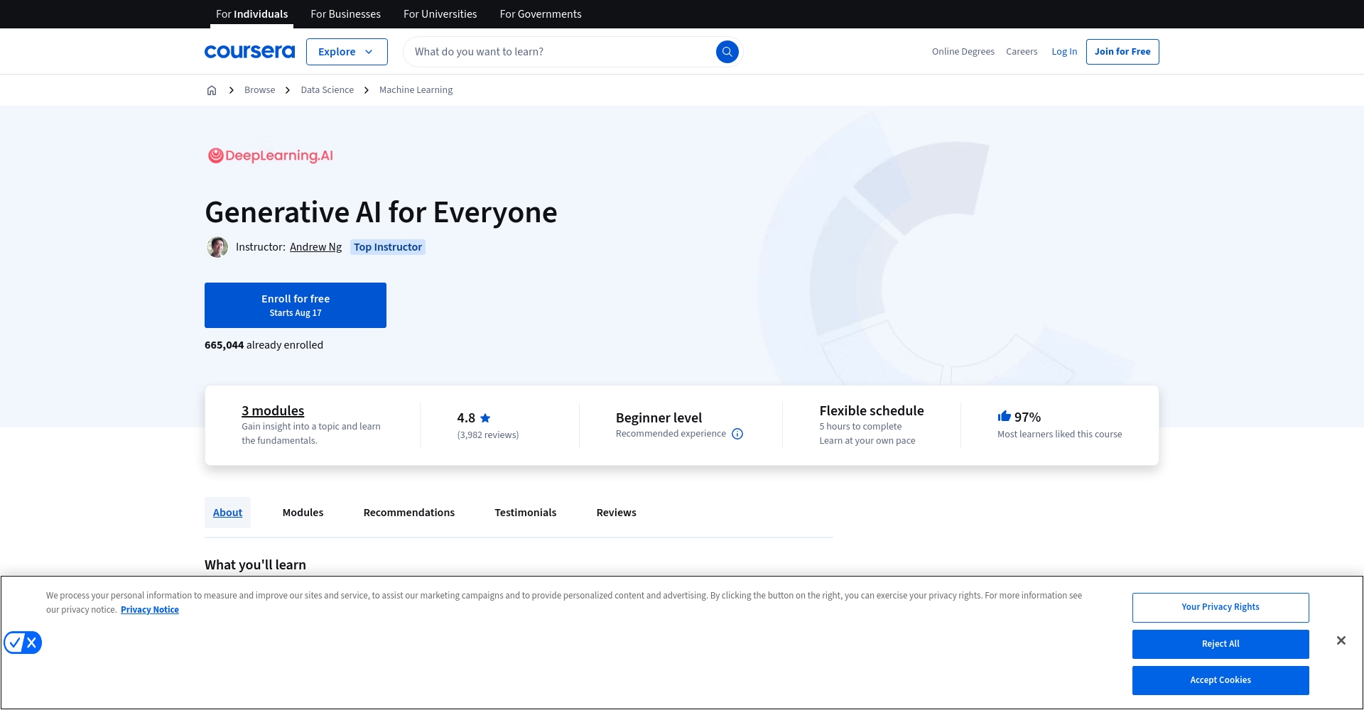 Coursera RLHF课程页面截图